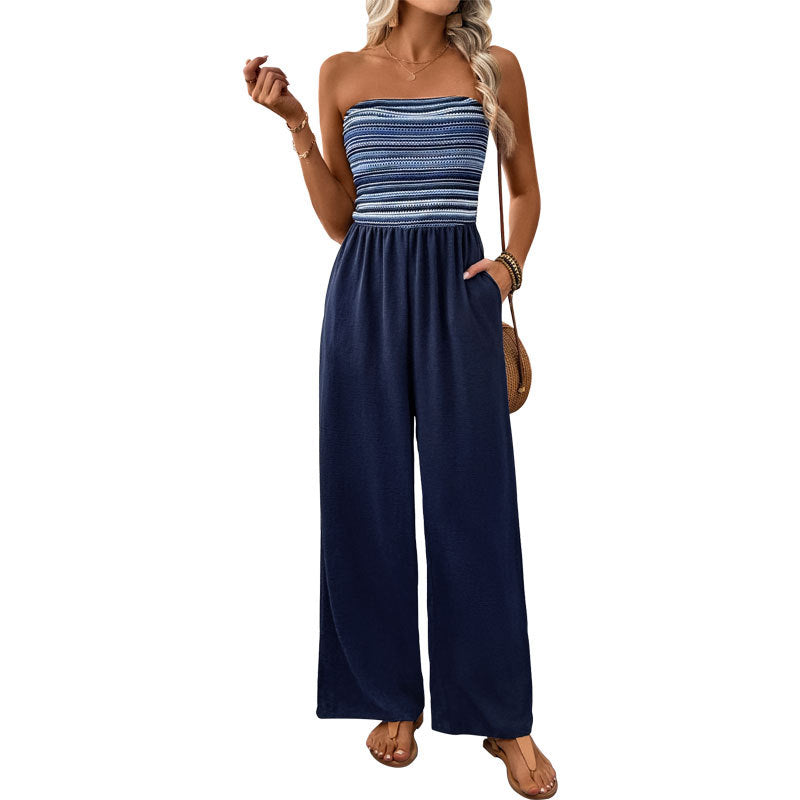 Damen Jumpsuit mit weitem Bein und elastischem Oberteil Drune