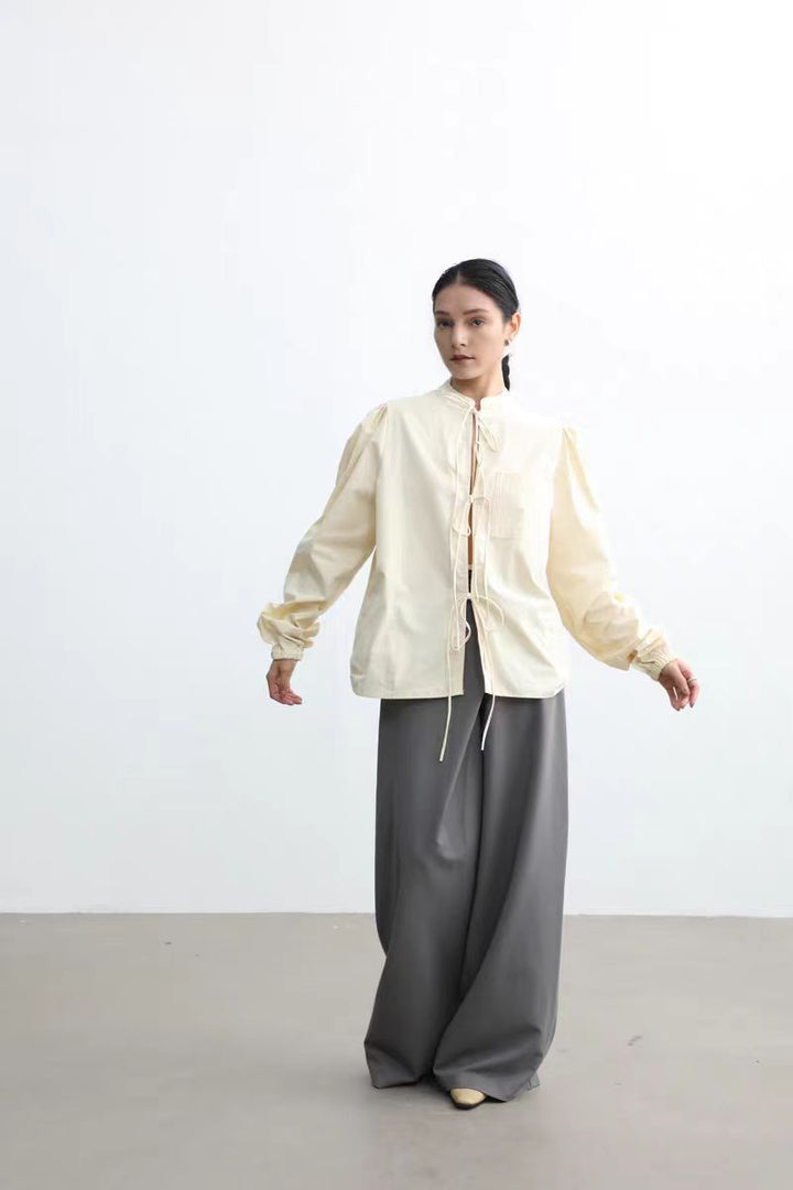 Damen Verspielte Bluse mit Rüschendetails und Kordelzug Drune