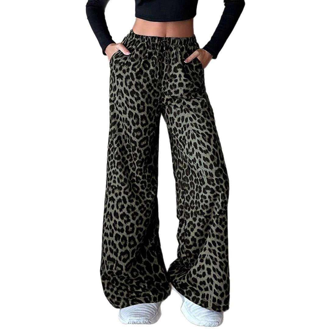 Damen Weite Palazzo-Hosen mit auffälligem Leopardenmuster Drune