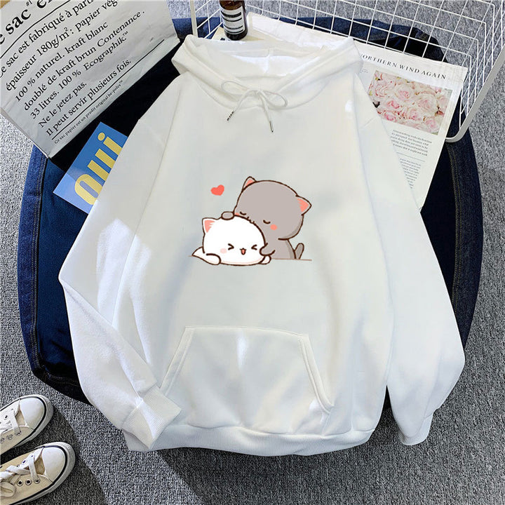 Damen Kapuzenpullover mit verspieltem Katzenmotiv und bequemer Passform Drune