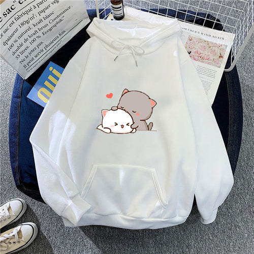 Damen Kapuzenpullover mit verspieltem Katzenmotiv und bequemer Passform Drune