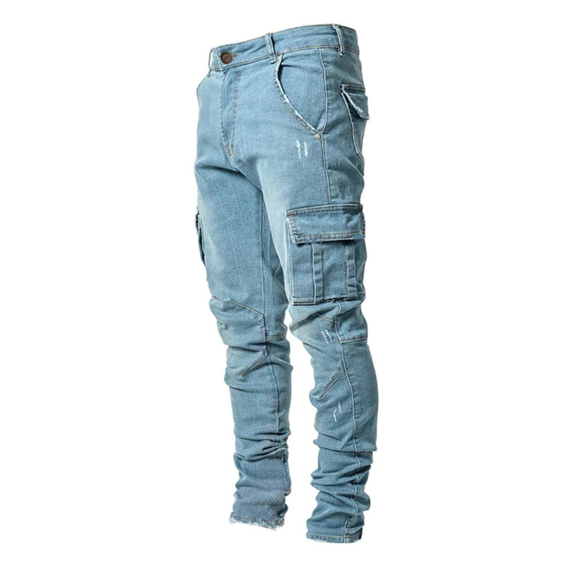 Herren Cargo-Jeans mit befestigten Taschen und lässigem Schnitt Drune