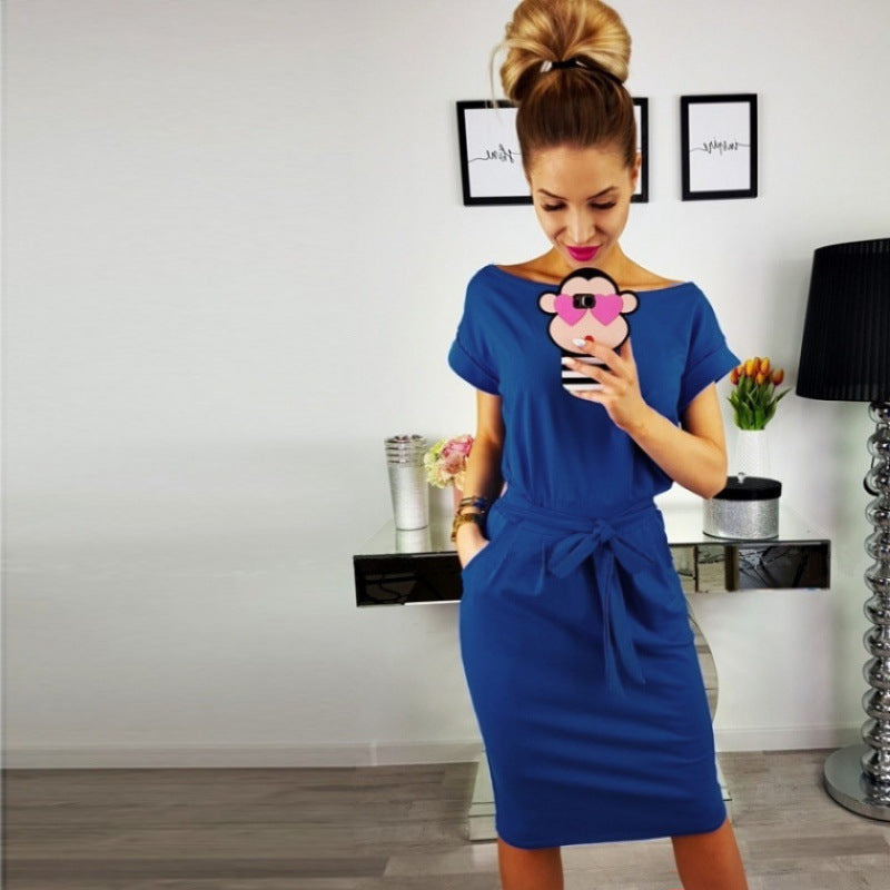 Damen Midikleid mit elegantem Knopf- und Bindegürtel Drune