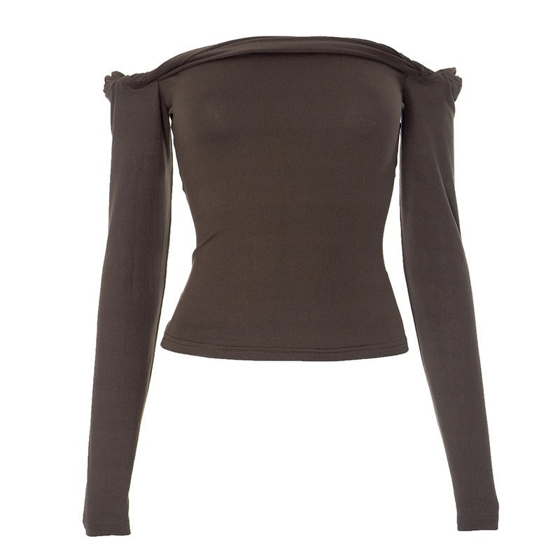 Damen Offshoulder Langarmshirt mit eleganten Drapierungen Drune