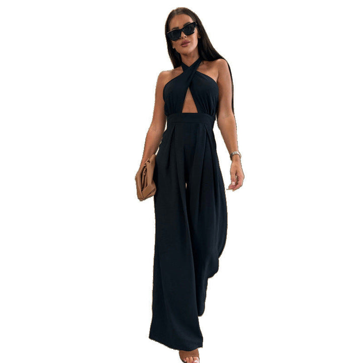 Damen Halter Neck Cutout Jumpsuit Drune