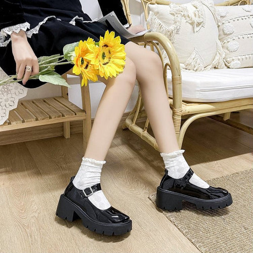 Damen Mary Jane Schuhe mit robustem Plateau und modischem Riemchen Drune