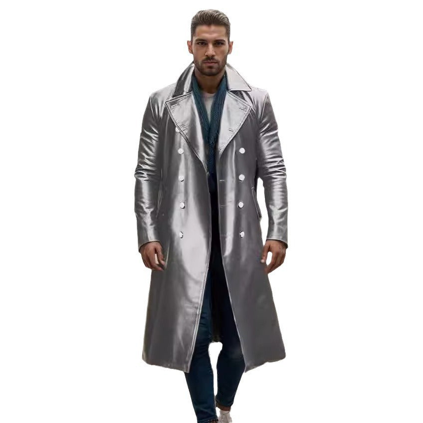 Herren eleganter und glänzender Trenchcoat Drune