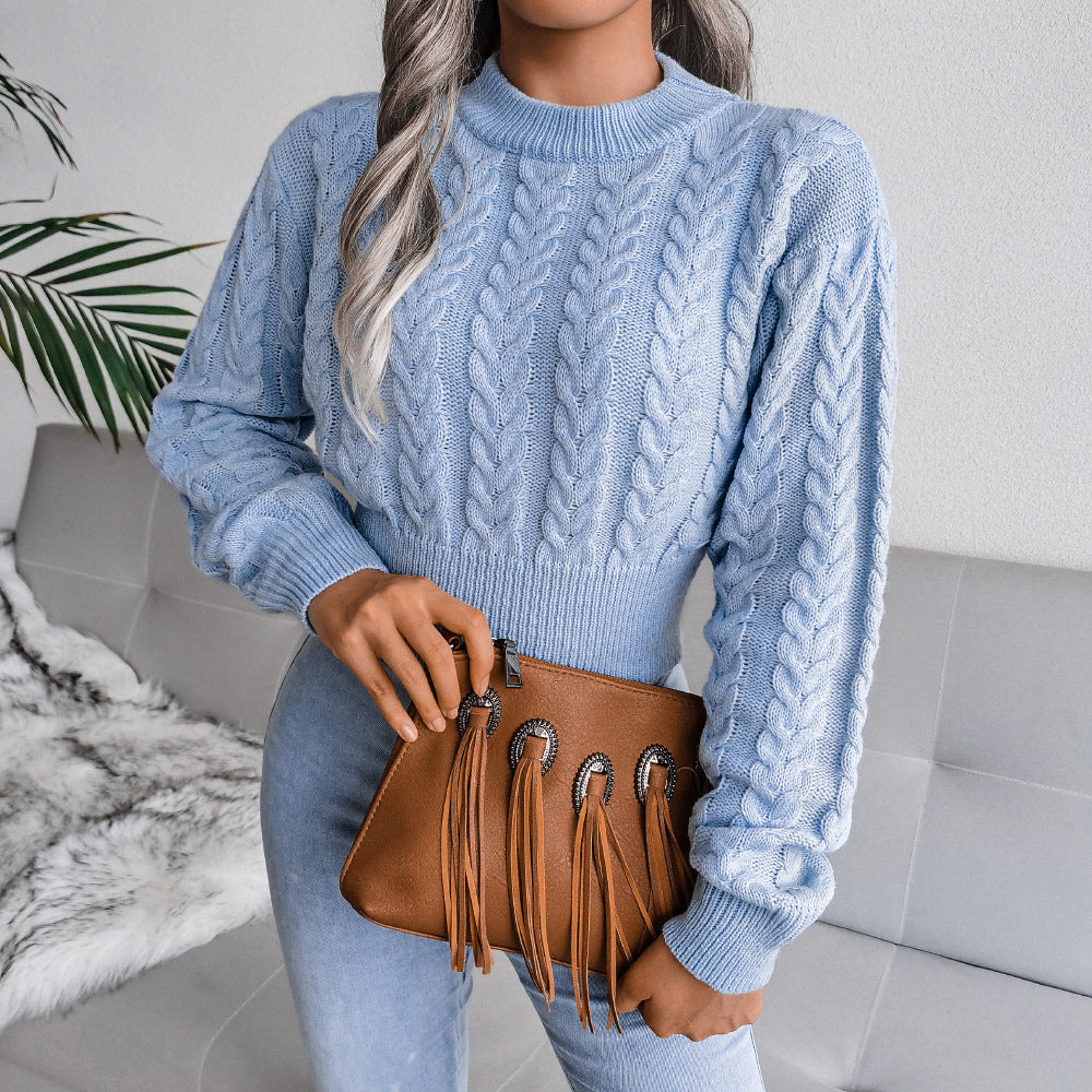 Damen Strickpullover mit Zopfmuster und figurbetontem Schnitt Drune