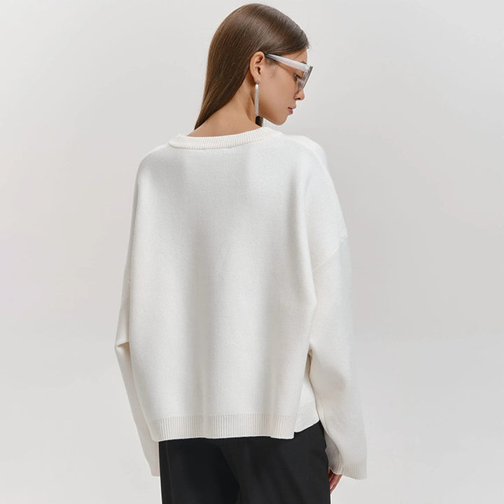 Damen Oversized Pullover mit Herzmotiv und entspanntem Schnitt Drune