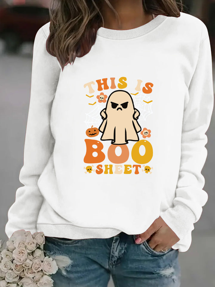 Damen Sweatshirt mit herbstlichem Geist-Print und lässigem Schnitt Drune