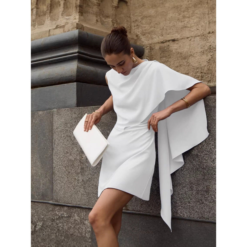 Damen elegantes Wickelkleid mit asymmetrischem Saum und raffinierter Drapierung Drune