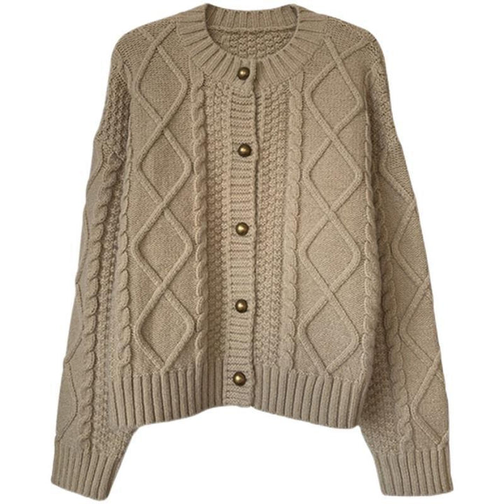 Damen Grobstrick-Cardigan mit Knopfdetails und Zopfmuster Drune