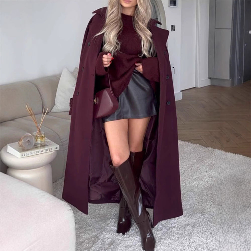 Damen Oversize-Trenchcoat mit doppelter Knopfreihe und großzügigen Taschen Drune