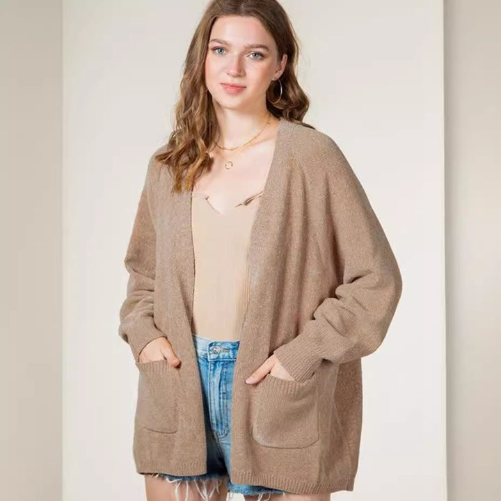 Damen Kuschelige Strickjacke mit seitlichen Taschen und offener Front Drune