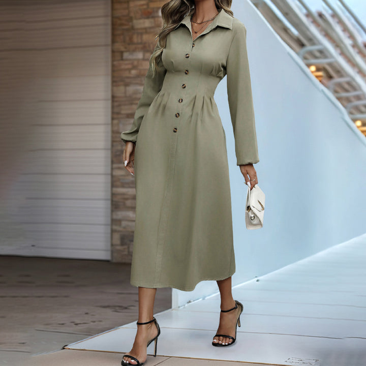 Damen Hemdblusenkleid mit Knopfdetails und taillierter Silhouette Drune