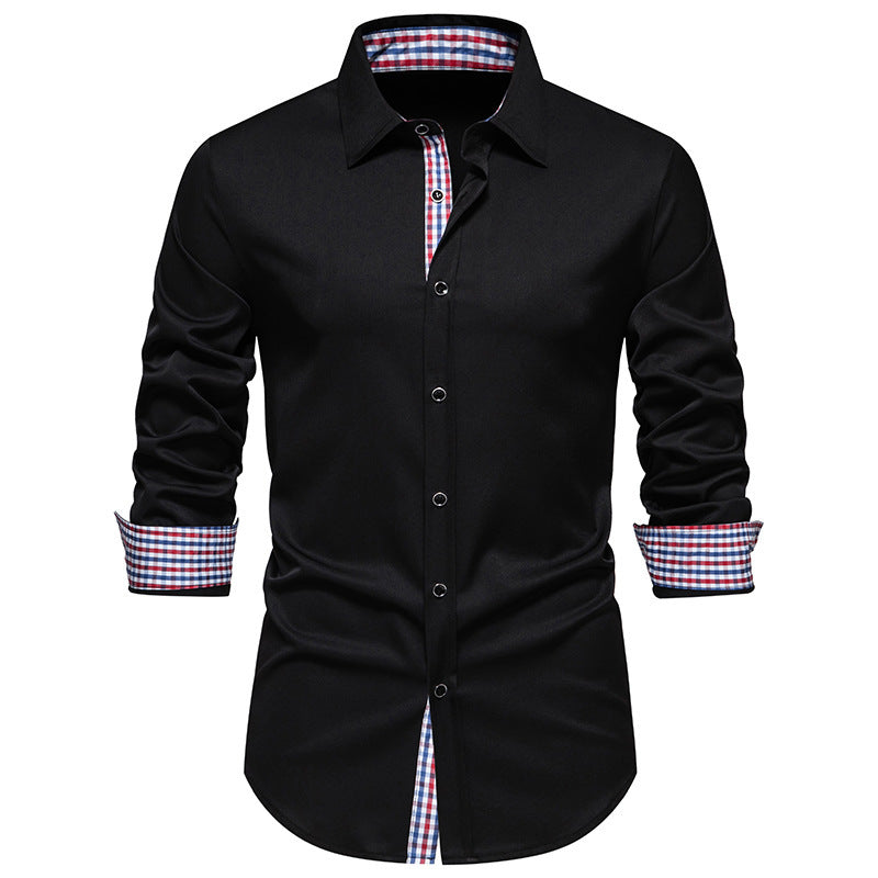 Herren elegantes Langarmhemd mit modernen Karodetails Drune