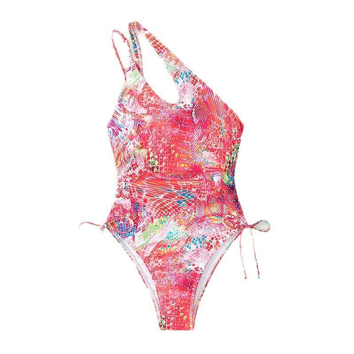 Damen Einseitiger Cut-Out Badeanzug mit verstellbaren Schnürdetails Drune