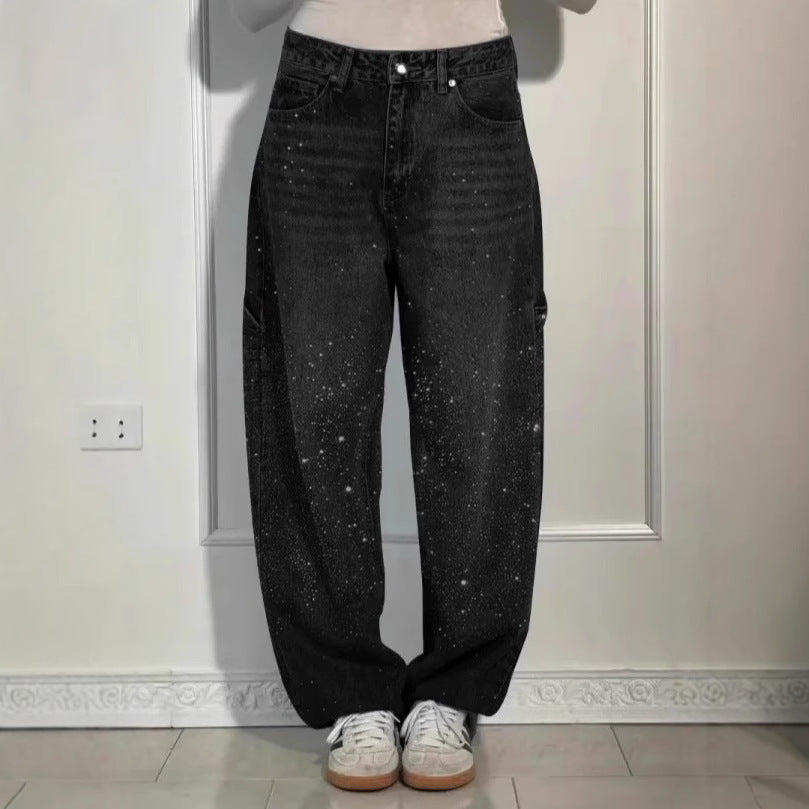 Femme Designer High-Waist-Jeans mit himmlischen Verzierungen Drune