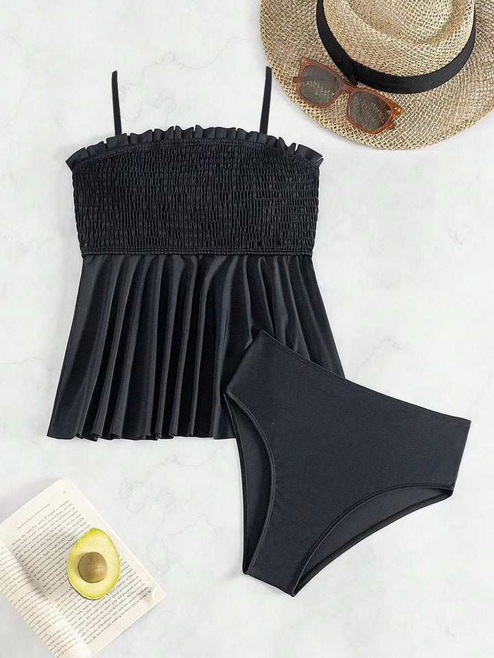 Damen Stylish Fließendes Tankini-Set mit gerafften Elementen Drune