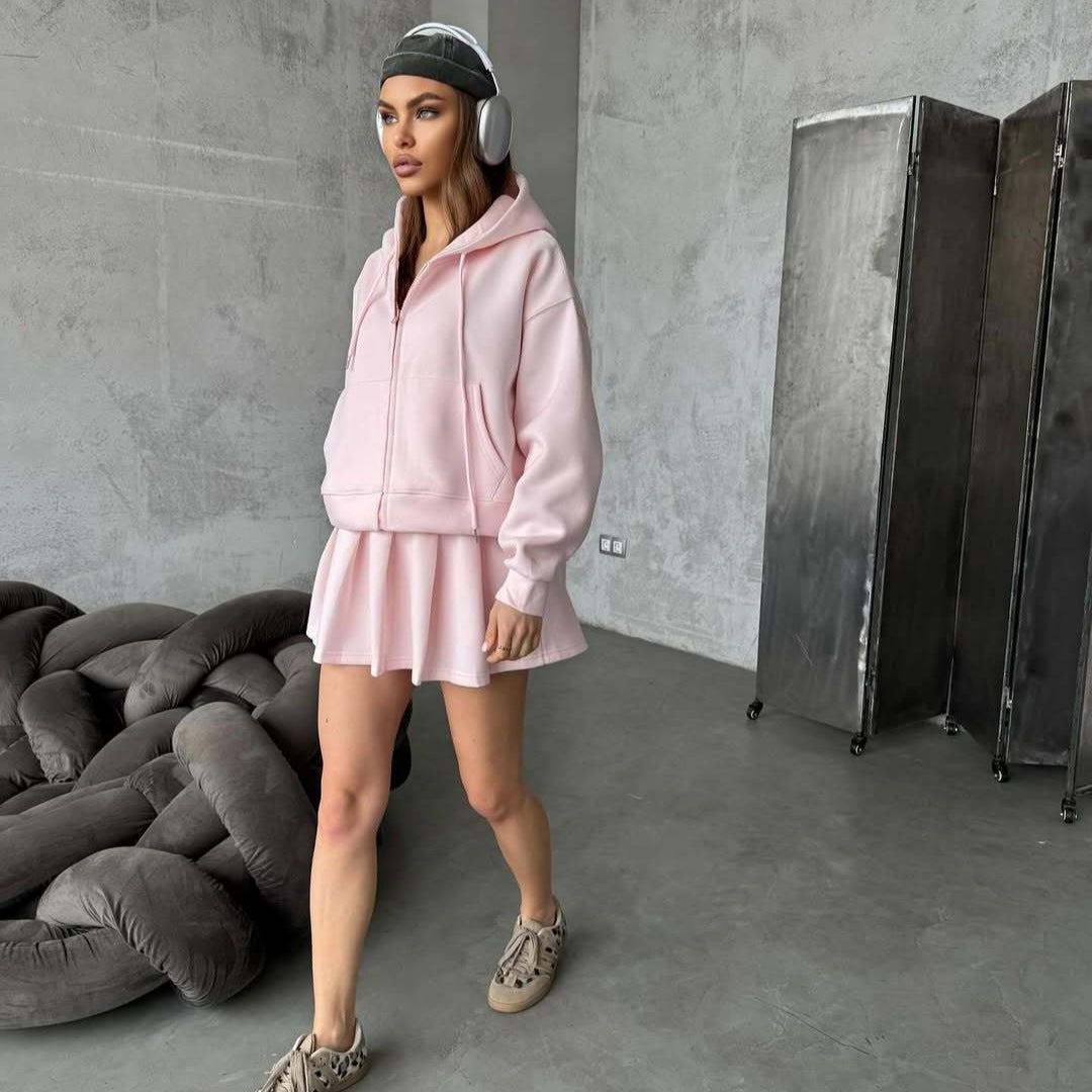 Damen lässiger Hoodie und Rock-Set Drune