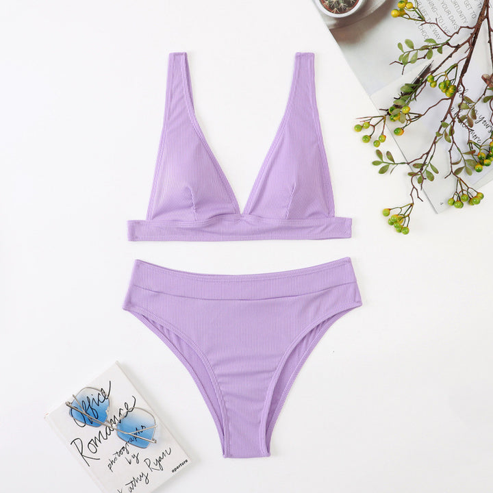 Damen Hoch geschnittener Bikini mit atmungsaktivem Oberteil und elastischem Bund Drune