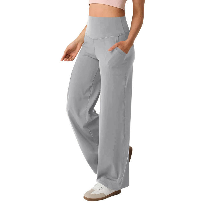 Damen weite High-Waist Freizeithose mit praktischen Taschen Drune