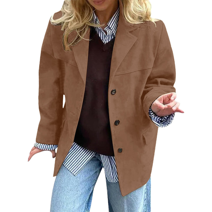 Damen eleganter Oversized-Blazer aus Wildlederimitat Drune