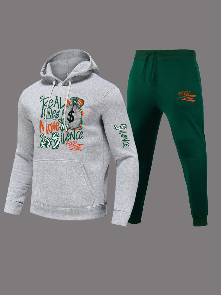 Damen Sportliches Hoodie und Jogginghose Set mit kreativem Schriftzug Drune