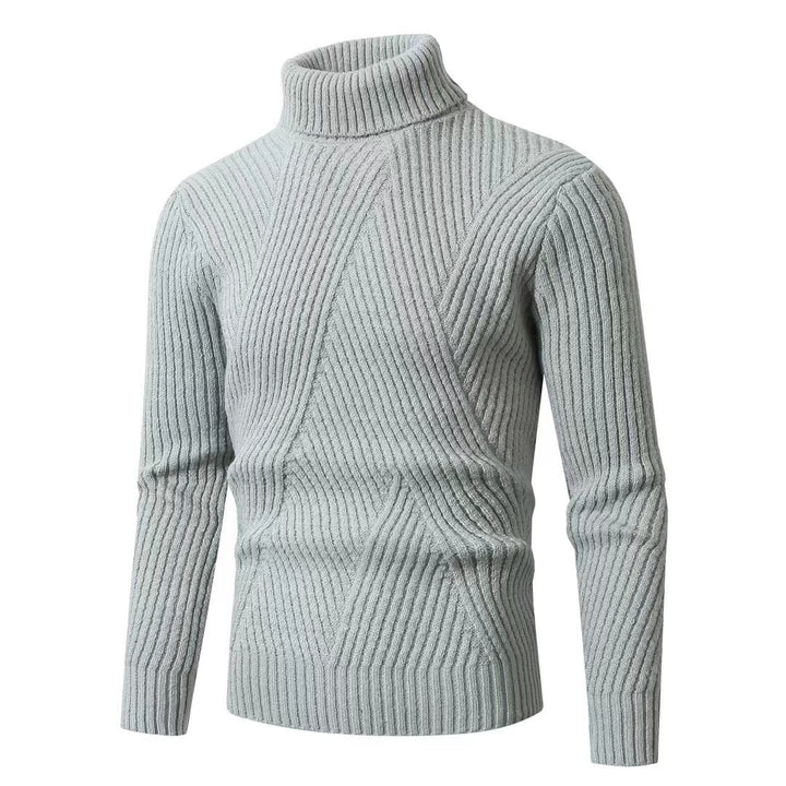 Herren nan strukturierter Rollkragenpullover mit diagonaler Rippstruktur und schlanker Passform Drune
