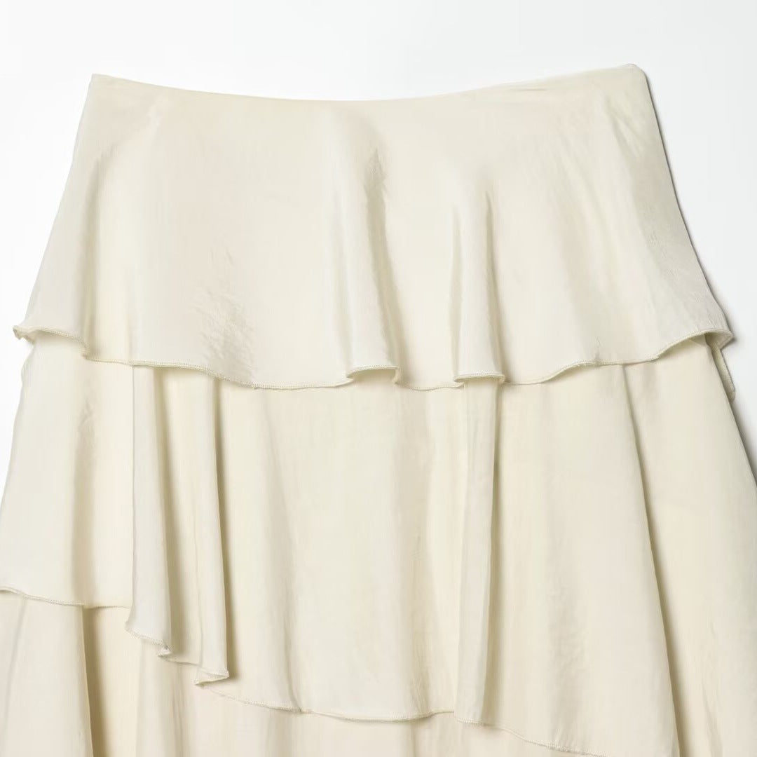 Damen asymmetrischer Maxirock mit voluminösen Lagen Drune