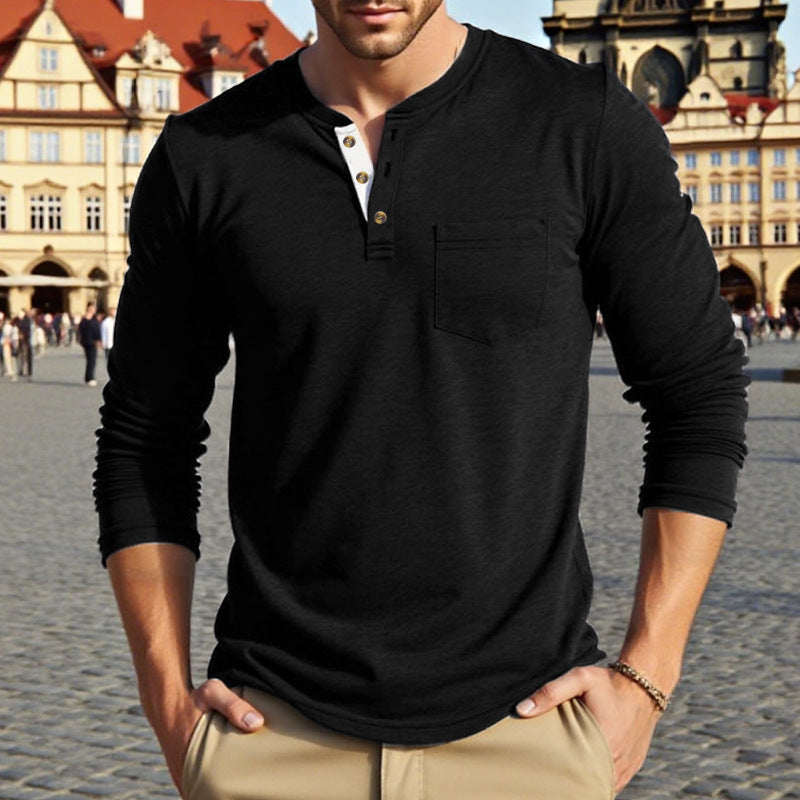 Herren Langarmshirt mit modischem Knopfdetail Drune