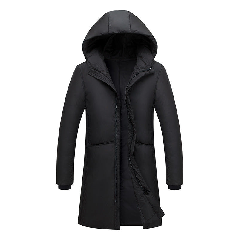 Damen lange Steppjacke mit großzügiger Kapuze und praktischen Taschen Drune