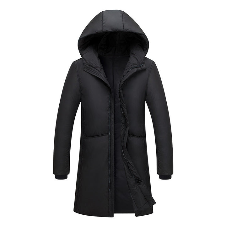 Damen lange Steppjacke mit großzügiger Kapuze und praktischen Taschen Drune