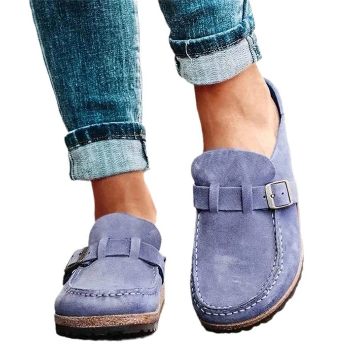 Damen Mokassin Clogs mit komfortablem Riemen und weicher Sohle Drune