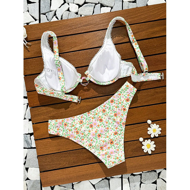 Damen Bikini-Set mit floralem Muster und verstellbaren Trägern Drune