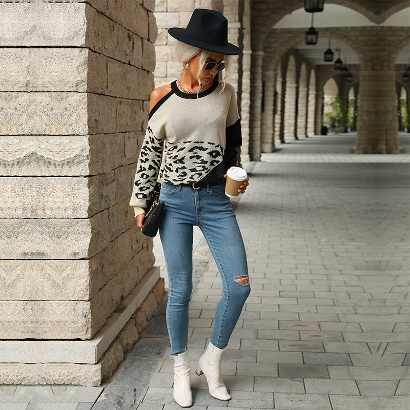 Damen Strickpullover mit verspieltem Leo-Muster und lässigem Schnitt Drune