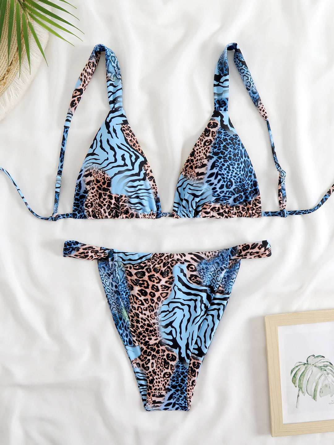 Damen Triangel-Bikini-Set mit modischem Tiermuster Drune