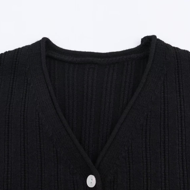 Damen Strickjacke mit Rippstruktur und eleganten Knopfdetails Drune