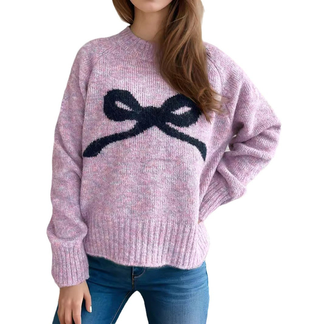 Damen kuscheliger Pullover mit Schleifenmotiv Drune