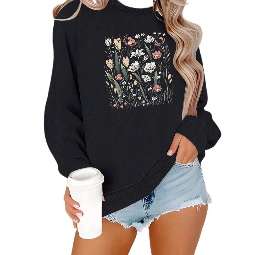 Damen Sweatshirt mit floralem Motiv und lässigem Schnitt Drune