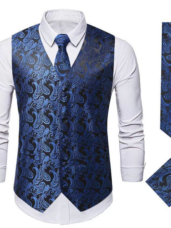 Herren elegantes Weste-Anzugset mit passendem Krawatte und Einstecktuch Drune