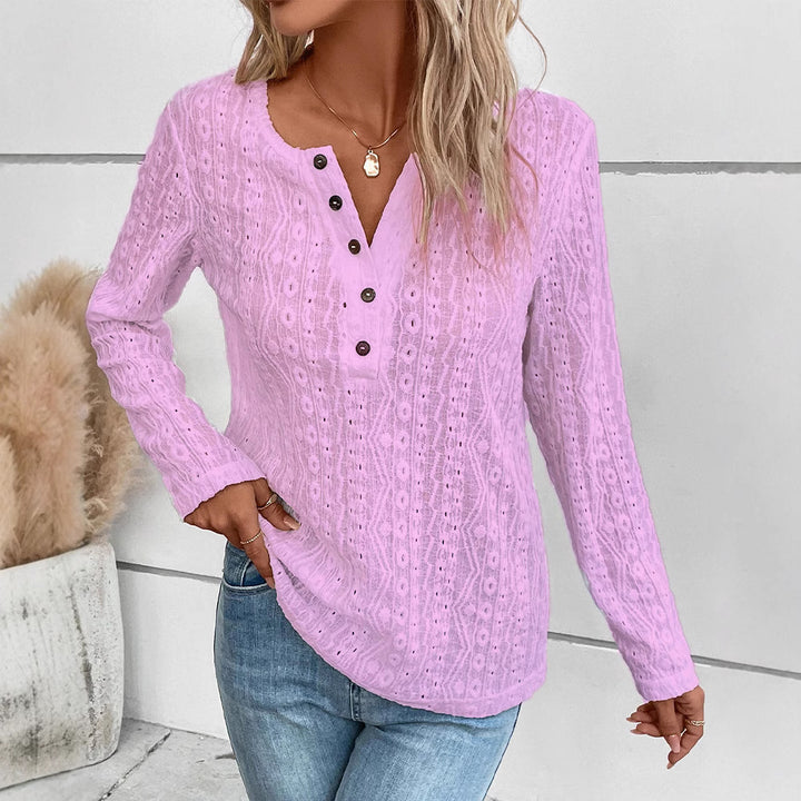 Damen Langarmshirt mit nostalgischem Knopfdetail Drune