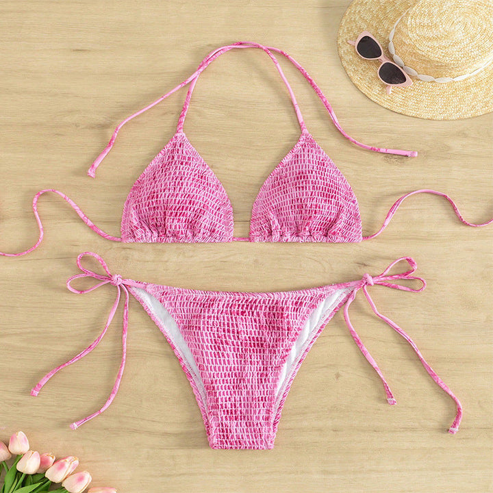 Damen Triangel-Bikini-Set mit floralem Muster und verstellbaren Trägern Drune