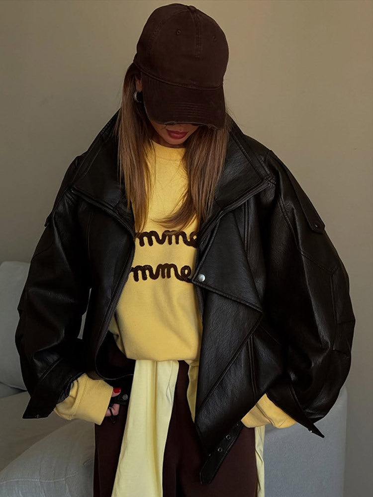 Damen oversized Lederjacke Drune