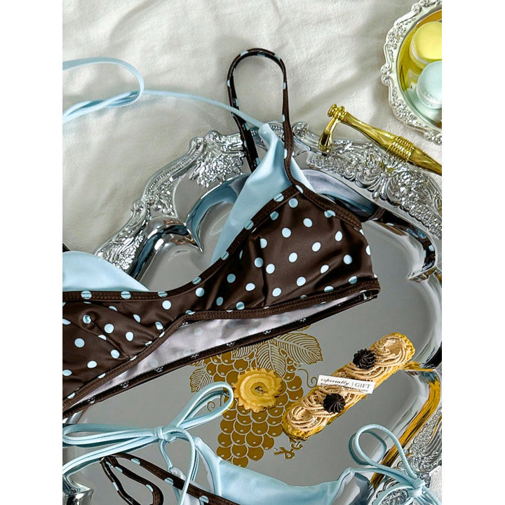 Damen Bikini-Set mit modischem Punktedesign und verstellbaren Trägern Drune