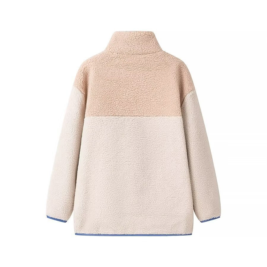 Damen kuschelige Fleecejacke mit hohem Kragen und praktischen Taschen Drune