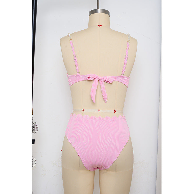 Damen Push-Up-Bikini mit Raffung und eleganten Trägern Drune