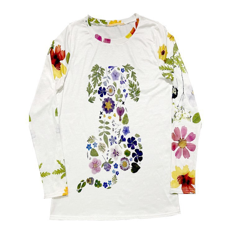 Drune | Floral Rundhalsausschnitt T-Shirt