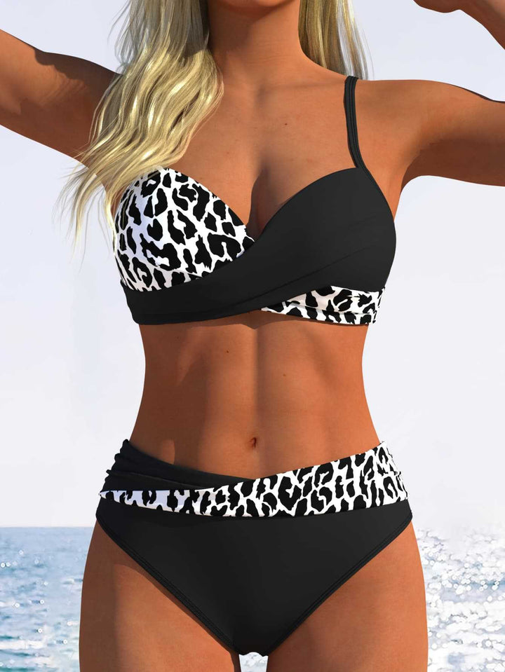 Damen Bikini-Set mit raffiniertem Wickel-Oberteil und hoher Taille Drune