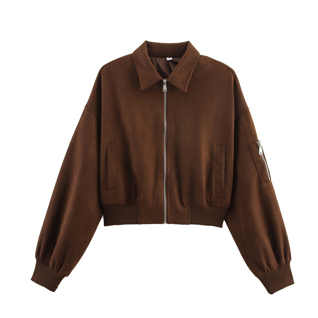 Damen Sportliche Cropped Jacke aus weichem Wildlederimitat Drune